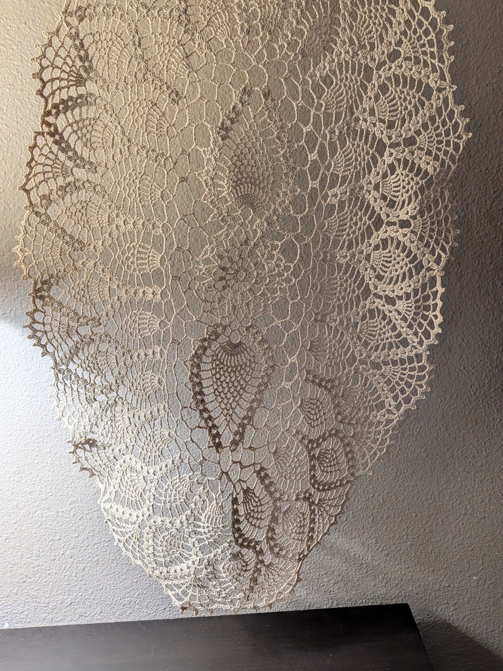 Vintage Cream Crochet Lace Doily Table Runner Oval
